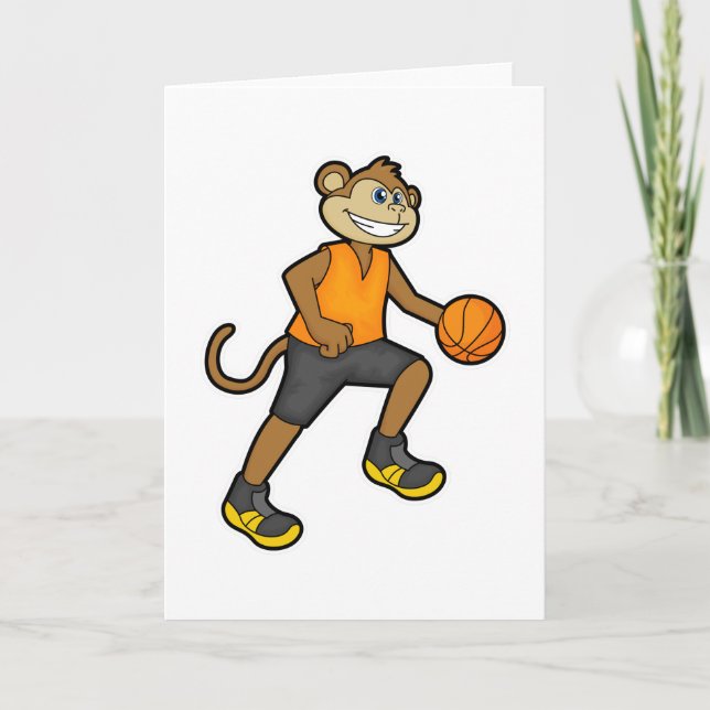 Monkey at Basketball Sports Card (Front)