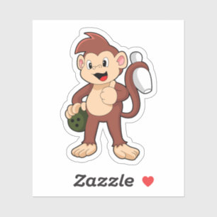 Monkey at Bowling with Bowling ball