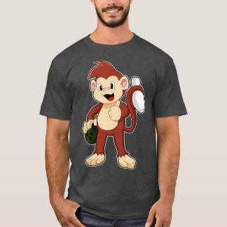 Monkey at Bowling with Bowling ball T-Shirt