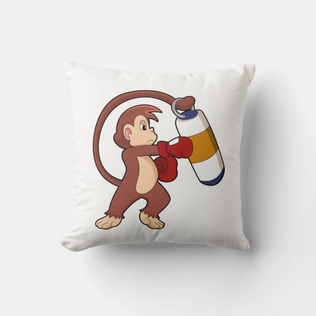 Monkey at Boxing with Punching bag Cushion (Front)