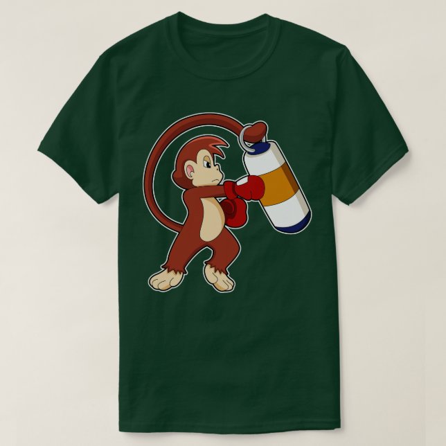 Monkey at Boxing with Punching bag T-Shirt (Design Front)