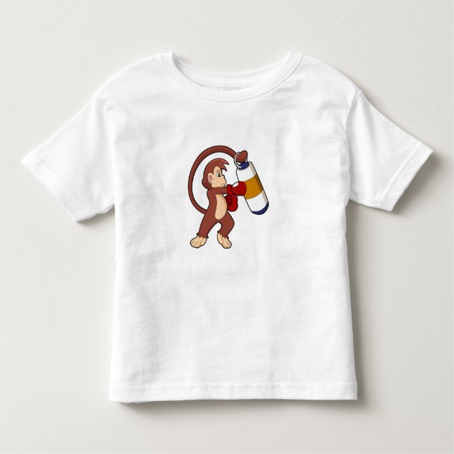 Monkey at Boxing with Punching bag Toddler T-Shirt (Front)