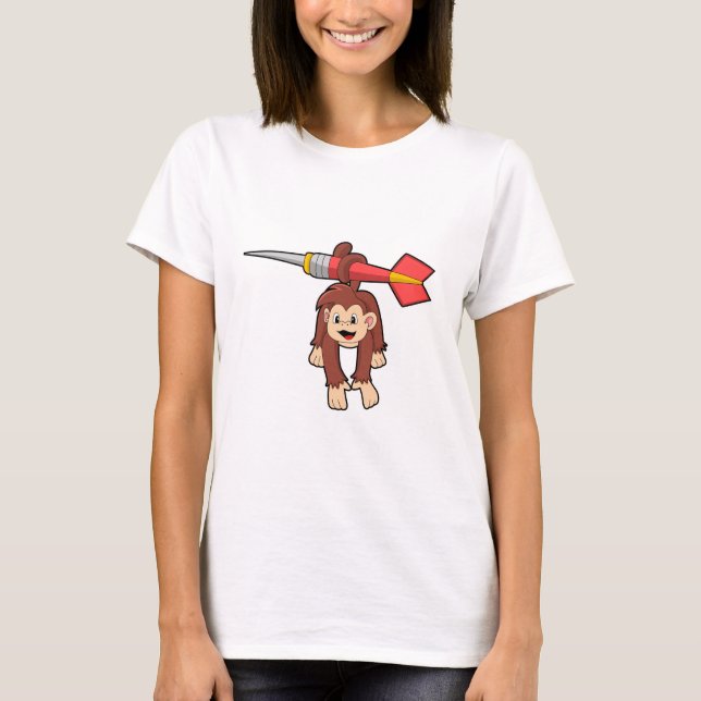 Monkey at Darts with Dart T-Shirt (Front)