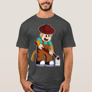 Monkey at Farmer with Rake T-Shirt