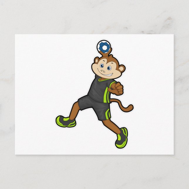 Monkey at Handball player with Handball Postcard (Front)