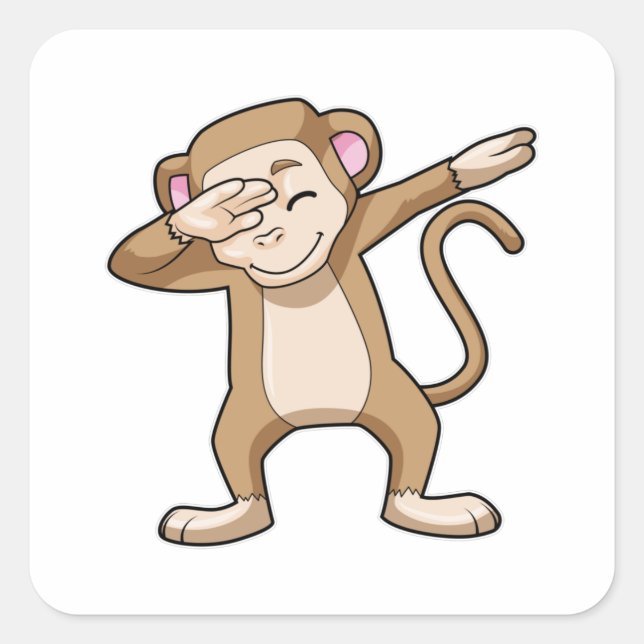 Monkey at Hip Hop Dance Dab Square Sticker (Front)