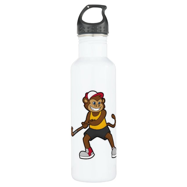 Monkey at Hockey with Hockey stick 710 Ml Water Bottle (Front)