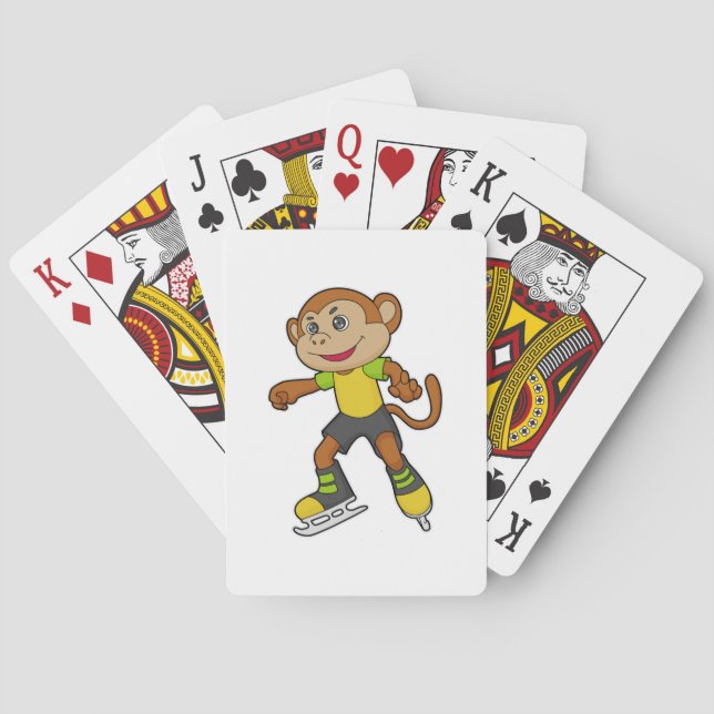 Monkey at Ice skating with Ice skates Playing Cards (Back)
