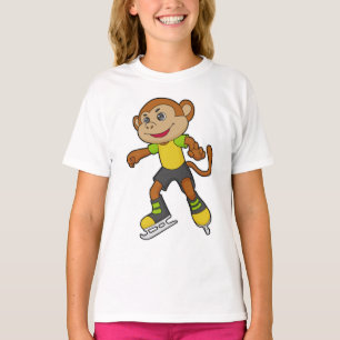 Monkey at Ice skating with Ice skates T-Shirt