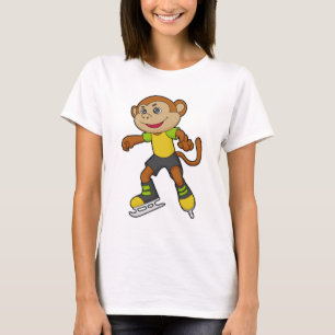 Monkey at Ice skating with Ice skates T-Shirt