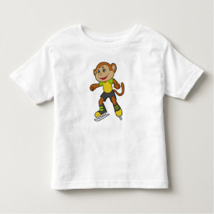 Monkey at Ice skating with Ice skates Toddler T-Shirt