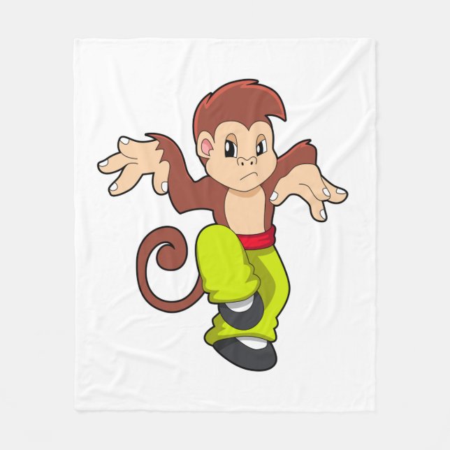Monkey at Martial arts Kungfu Fleece Blanket (Front)
