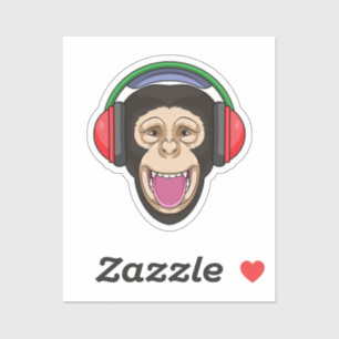 Monkey at Music with Headphone