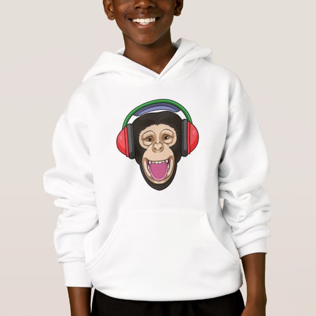 Monkey at Music with Headphone (Front)