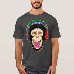 Monkey at Music with Headphone T-Shirt