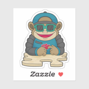 Monkey at Poker with Poker cards & Sunglasses