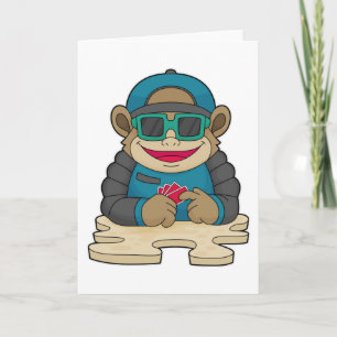 Monkey at Poker with Poker cards & Sunglasses