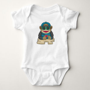 Monkey at Poker with Poker cards & Sunglasses Baby Bodysuit