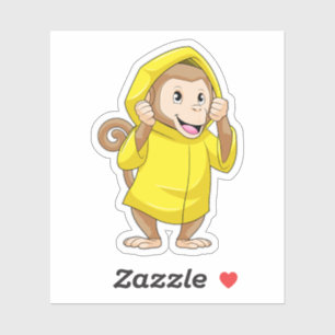 Monkey at Raining with Raincoat