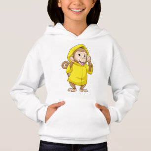 Monkey at Raining with Raincoat