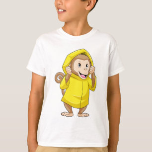 Monkey at Raining with Raincoat T-Shirt