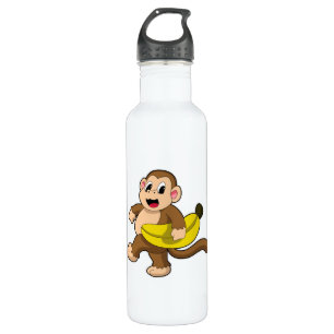 Monkey at Running with Banana 710 Ml Water Bottle