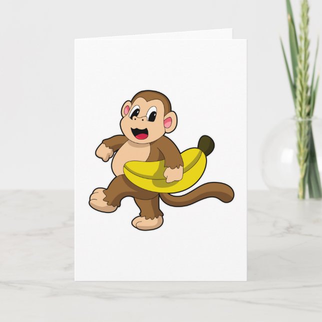 Monkey at Running with Banana Card (Front)