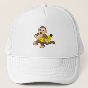 Monkey at Running with Banana Trucker Hat