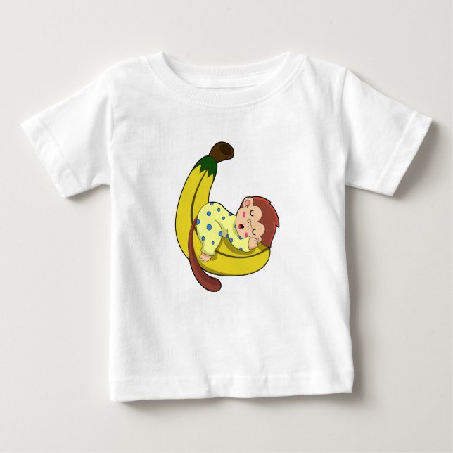 Monkey at Sleeping in Pajamas Baby T-Shirt (Front)