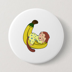 Monkey at Sleeping in Pyjamas 7.5 Cm Round Badge