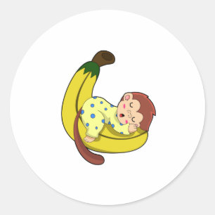 Monkey at Sleeping in Pyjamas Classic Round Sticker
