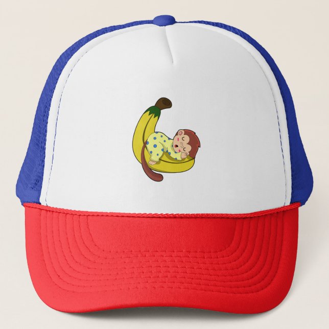 Monkey at Sleeping in Pyjamas Trucker Hat (Front)