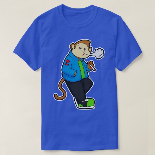 Monkey at Smoking a Cigarette T-Shirt (Design Front)