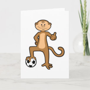 Monkey at Sports with Soccer ball Card