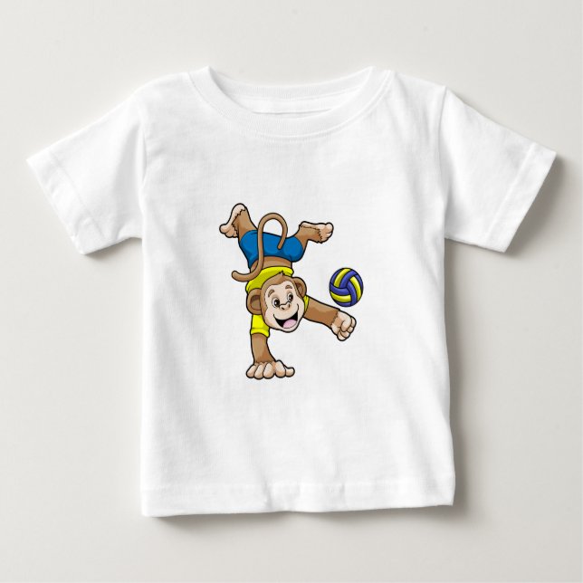 Monkey at Sports with Volleyball Baby T-Shirt (Front)