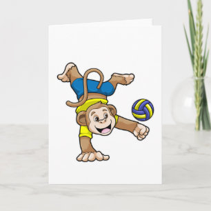 Monkey at Sports with Volleyball Card