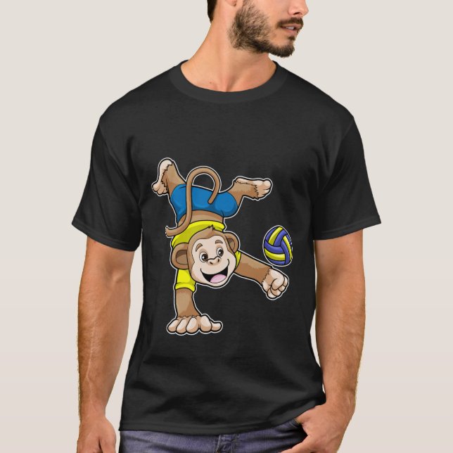Monkey at Sports with Volleyball T-Shirt (Front)