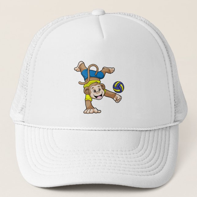 Monkey at Sports with Volleyball Trucker Hat (Front)