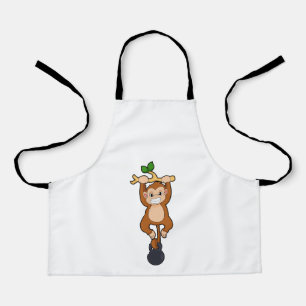 Monkey at Strength training with Dumbbell Apron