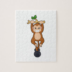 Monkey at Strength training with Dumbbell Jigsaw Puzzle