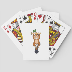 Monkey at Strength training with Dumbbell Playing Cards