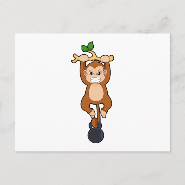 Monkey at Strength training with Dumbbell Postcard (Front)