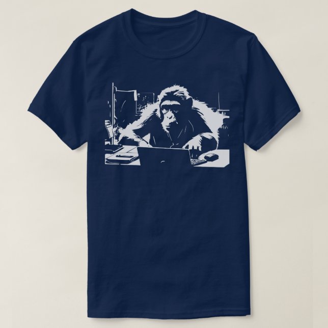 monkey at the computer 1 T-Shirt (Design Front)