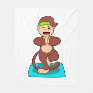 Monkey at Yoga in Standing Fleece Blanket