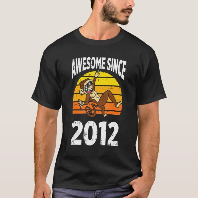 Monkey Awesome Since 2012 10th Birthday 10 Years O T-Shirt (Front)