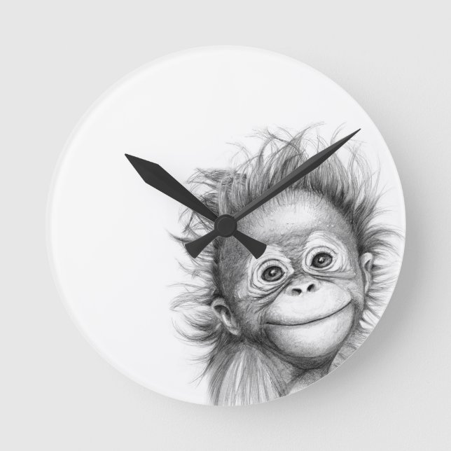 Monkey - Baby Orang outan 2016 G-121 Round Clock (Front)