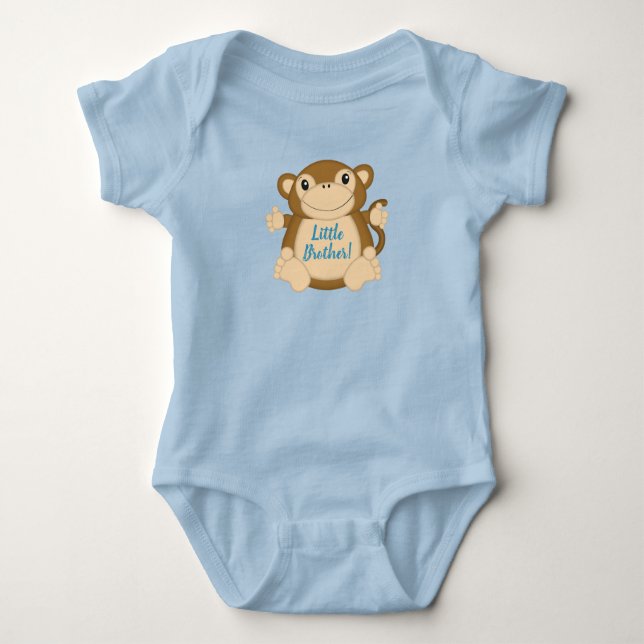 Monkey Baby Shower Blue Baby Bodysuit (Front)