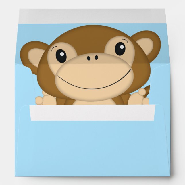 Monkey Baby Shower Blue Envelope (Back (Bottom))
