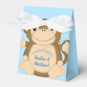 Monkey Baby Shower Blue Favour Box