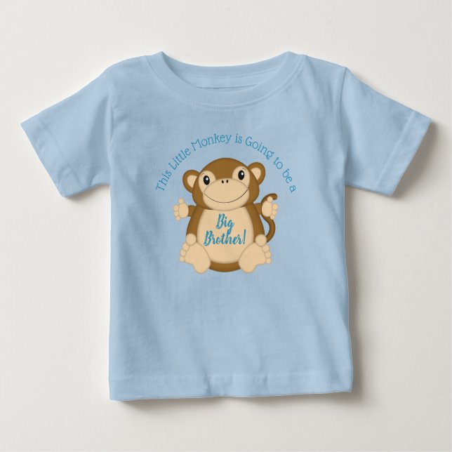 Monkey Baby Shower Blue T-Shirt (Front)